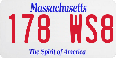 MA license plate 178WS8