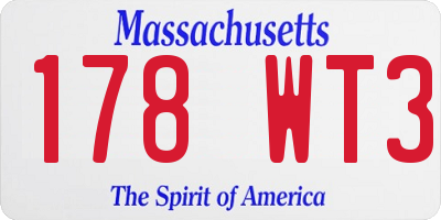 MA license plate 178WT3