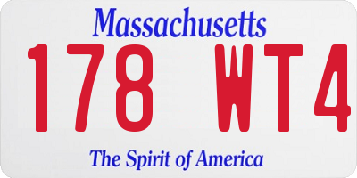 MA license plate 178WT4