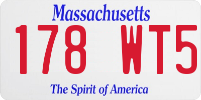 MA license plate 178WT5