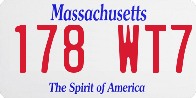 MA license plate 178WT7