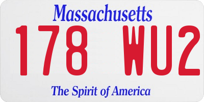 MA license plate 178WU2