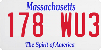 MA license plate 178WU3