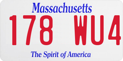 MA license plate 178WU4