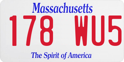 MA license plate 178WU5