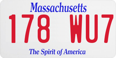MA license plate 178WU7