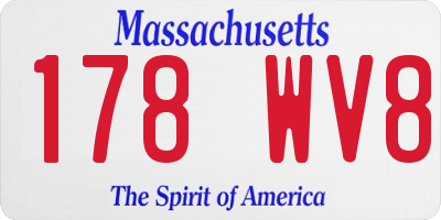 MA license plate 178WV8