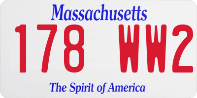 MA license plate 178WW2
