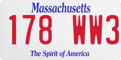 MA license plate 178WW3