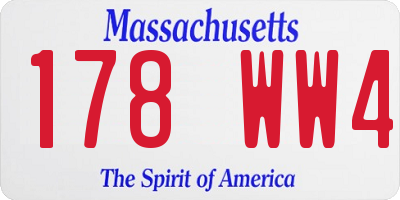 MA license plate 178WW4