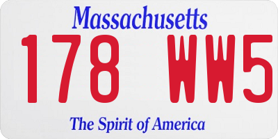 MA license plate 178WW5