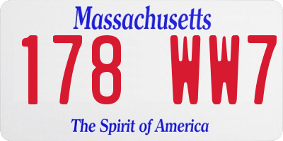 MA license plate 178WW7