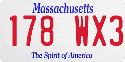 MA license plate 178WX3