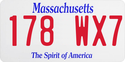 MA license plate 178WX7