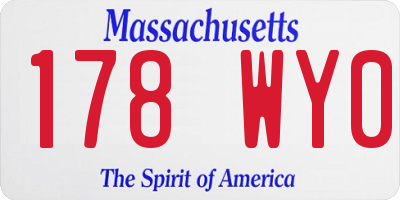 MA license plate 178WY0
