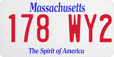 MA license plate 178WY2