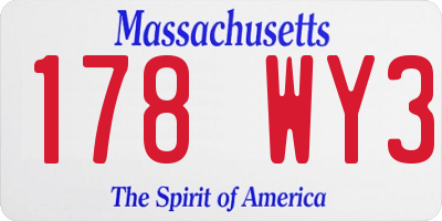 MA license plate 178WY3