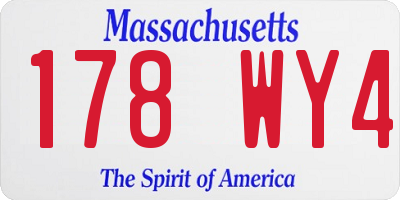 MA license plate 178WY4