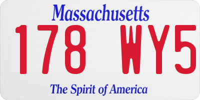 MA license plate 178WY5