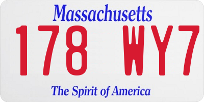 MA license plate 178WY7