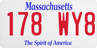 MA license plate 178WY8