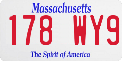 MA license plate 178WY9