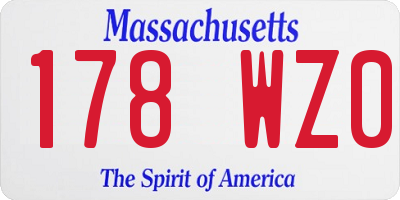 MA license plate 178WZ0