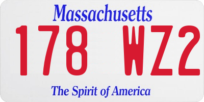 MA license plate 178WZ2