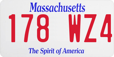 MA license plate 178WZ4