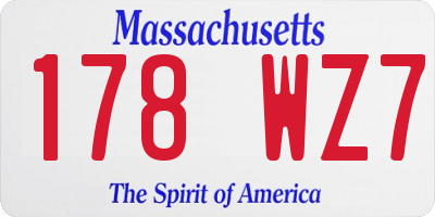 MA license plate 178WZ7