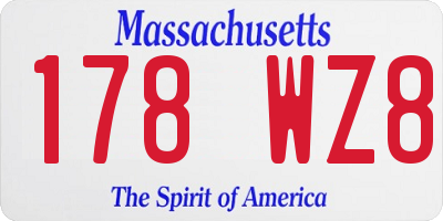 MA license plate 178WZ8