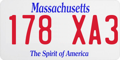 MA license plate 178XA3