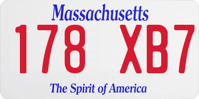 MA license plate 178XB7