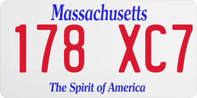 MA license plate 178XC7