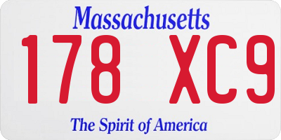 MA license plate 178XC9