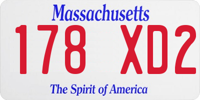 MA license plate 178XD2