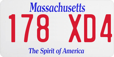 MA license plate 178XD4