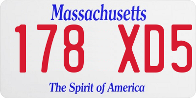 MA license plate 178XD5