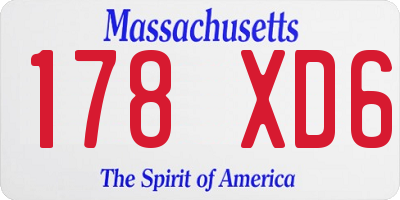 MA license plate 178XD6