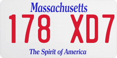 MA license plate 178XD7