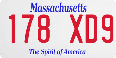 MA license plate 178XD9