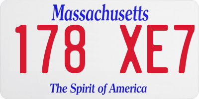 MA license plate 178XE7