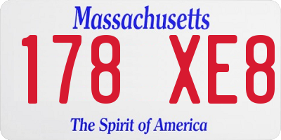 MA license plate 178XE8