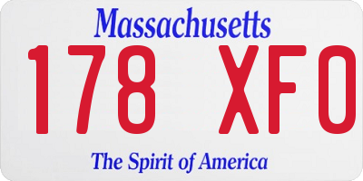 MA license plate 178XF0