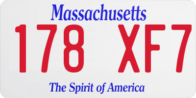 MA license plate 178XF7
