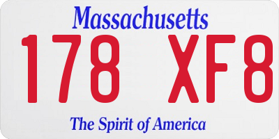 MA license plate 178XF8