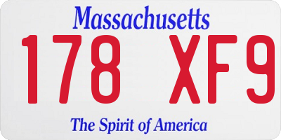 MA license plate 178XF9