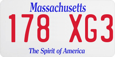 MA license plate 178XG3