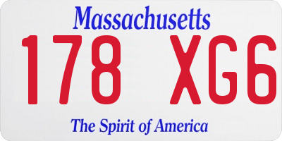 MA license plate 178XG6