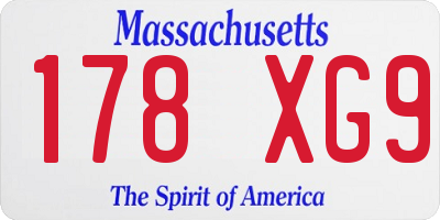 MA license plate 178XG9